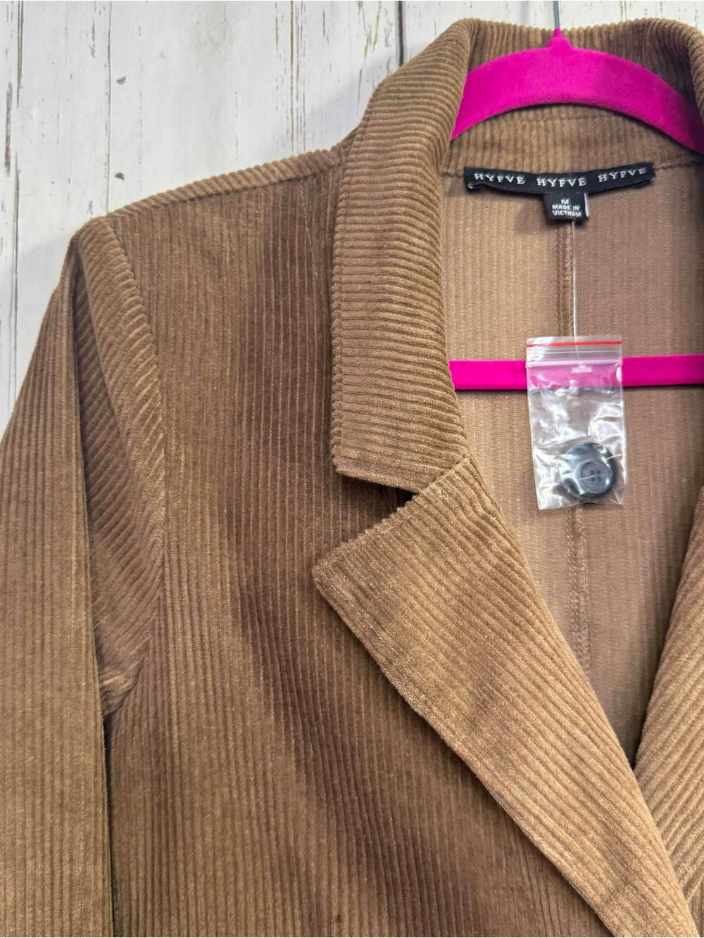 HYFVE Brown Corduroy Long Blazer Size M 100% Cotton Academia Preppy Minimalist - Picture 2 of 12